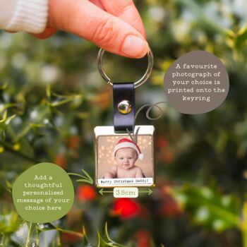 Personalised Photo And Message Christmas Keyring, 2 of 2