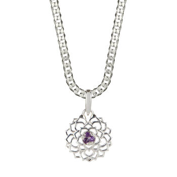 Crown Chakra Men's Amethyst Silver Necklace, 3 of 10