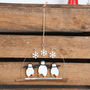 Three Dancing Christmas Penguins Hanging Decoration, thumbnail 2 of 2