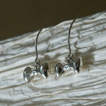 Sterling Silver Bow Earrings On Long Hook, 2 of 3