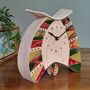Large Mantel Clock In Green And Burgundy Triangle Pattern, thumbnail 3 of 8