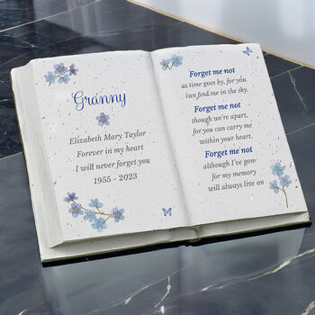 Personalised Forget Me Not Memorial Resin Book, 3 of 5