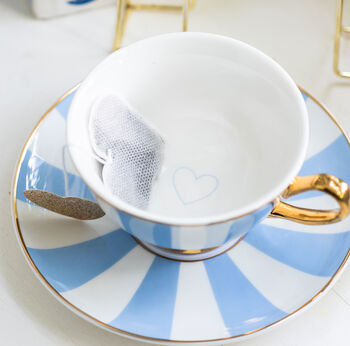 Striped China Teacup And Saucer With Secret Heart, 2 of 3
