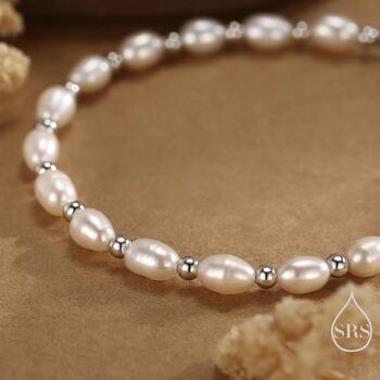 Freshwater Pearl Beaded Bracelet In Sterling Silver, 3 of 12