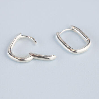 Sterling Silver Rectangle Hoop Earrings, 4 of 7