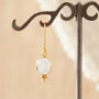 White Moonstone Oval Gold And Silver Drop Hook Earrings, thumbnail 7 of 11