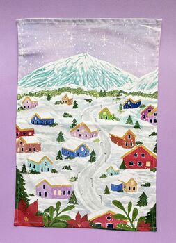 Winter Village Luxury Cotton Tea Towel, 5 of 5