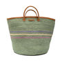 Vutia: Green Three Stripe Woven Laundry Basket, thumbnail 2 of 6
