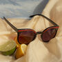 Black Red Cat Eye Sunglasses With Brow Line, thumbnail 2 of 3