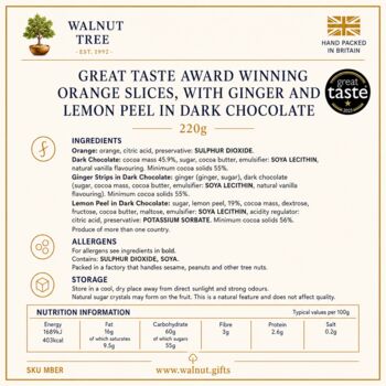 Great Taste Award Winning Dark Chocolate Orange, Lemon And Ginger Gift Box – 220g, 7 of 9