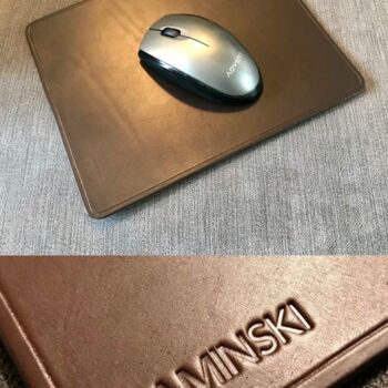 Personalised Leather Desk Mouse Mat Dark Brown, 2 of 7