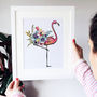 Floral Flamingo Illustrated Print, thumbnail 1 of 4
