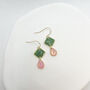 Green And Pink Geometric, Dainty Drop Earrings, thumbnail 1 of 9