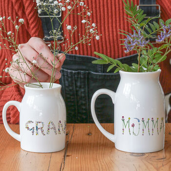 Personalised Floral Lettering Ceramic Vase, 2 of 7