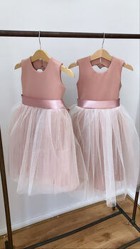 Girl Blush Pink Sparkly Tutu Flower Girl Dress, 5 of 7