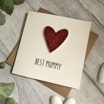 Best Mum/Mummy/Nanny Glitter Heart Birthday Card, 2 of 4