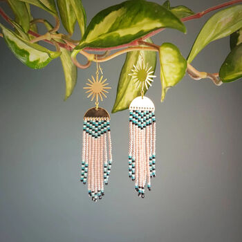 'Jay' Hand Beaded Feather Inspired Earrings, 4 of 5