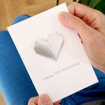 Personalised Anniversary By Year Origami Heart Card, 11 of 12