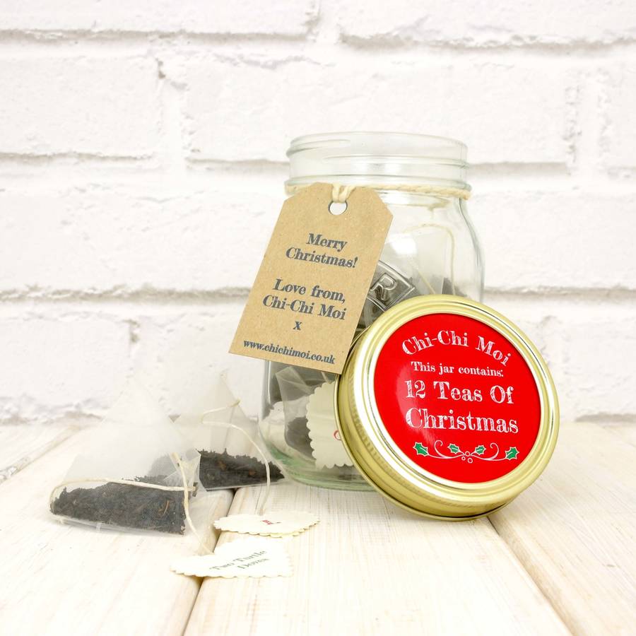 Personalised Christmas Countdown Tea Gift Jar By Chi Chi Moi