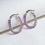 Amethyst And Silver Hoop Earrings, thumbnail 3 of 4