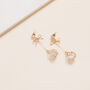 Gold Colour Delicate Bow Drop Earrings, thumbnail 3 of 3