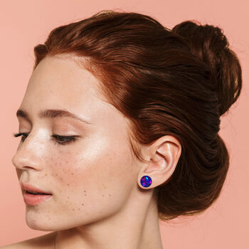 Mini Round Stud Earrings In Midnight Disco, 2 of 4