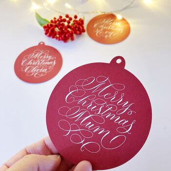 Personalised Calligraphy Bauble Gift Tag, 2 of 6