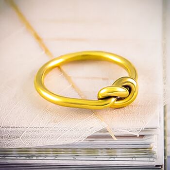 Infinity Knot Gold Plated Sterling Silver Promise Ring, 2 of 8