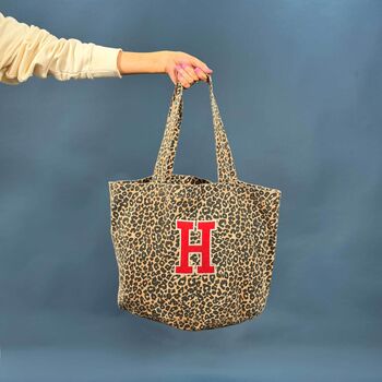 Personalised Initial Leopard Print Tote Bag, 2 of 2