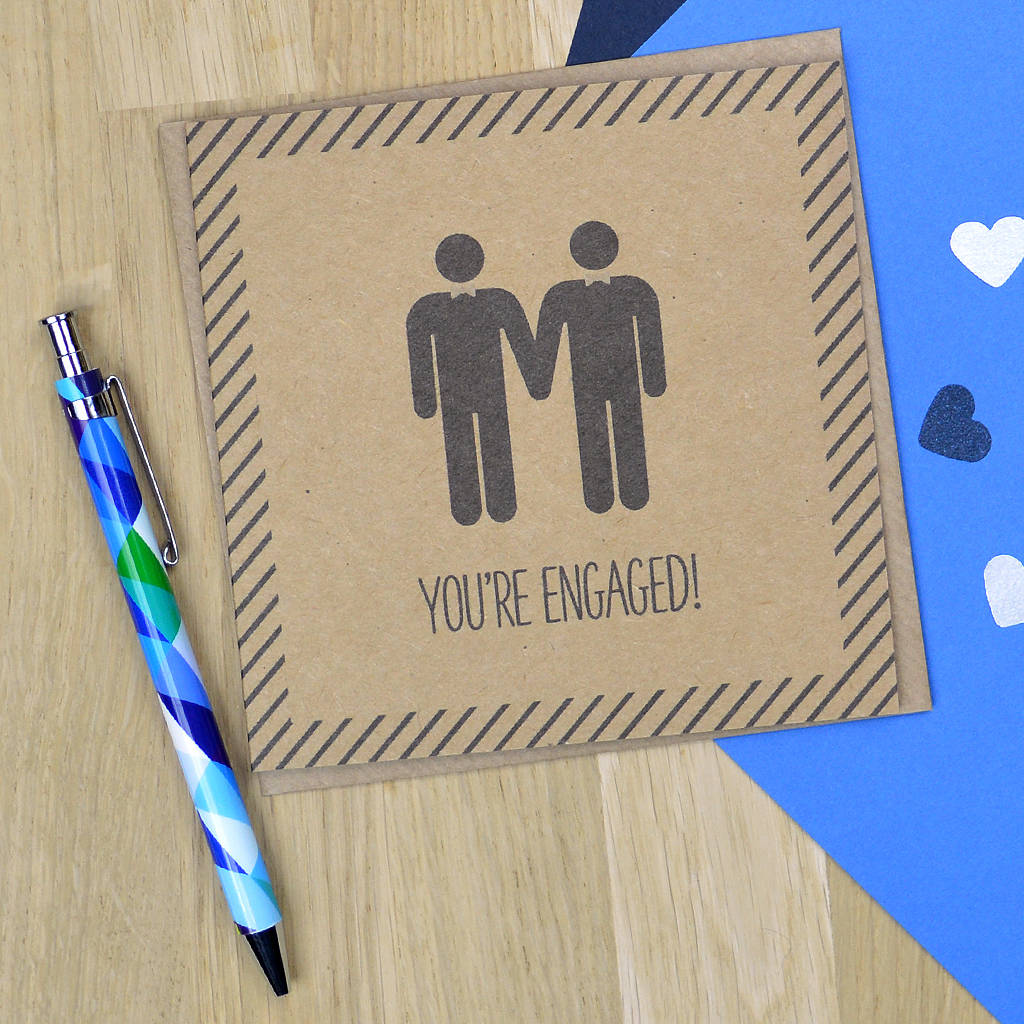 Gay Same Sex Engagement Card By Pink And Turquoise