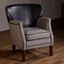 Curved Back Armchair Vintage Leather Or Tweed, thumbnail 3 of 12
