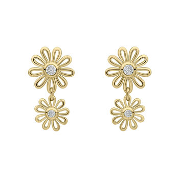 Sterling Silver Daisy Gemstone Drop Earrings, 9 of 12
