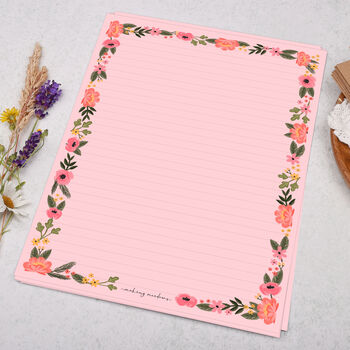 A4 Pink Letter Writing Paper With Pink Blossom Border, 3 of 4
