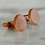 Secret Message Solid Copper Cufflinks, thumbnail 1 of 8