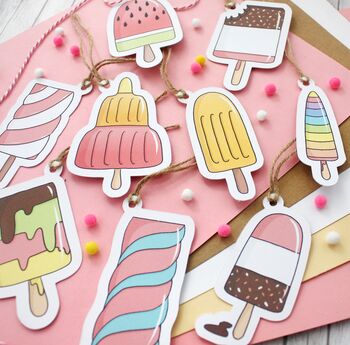 Illustrated Ice Lollies Gift Tags, Large, 10 of 10