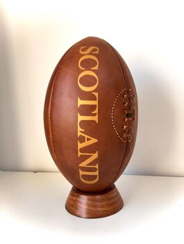 Genuine Leather Scotland Rugby Ball With Display Stand, 3 of 3