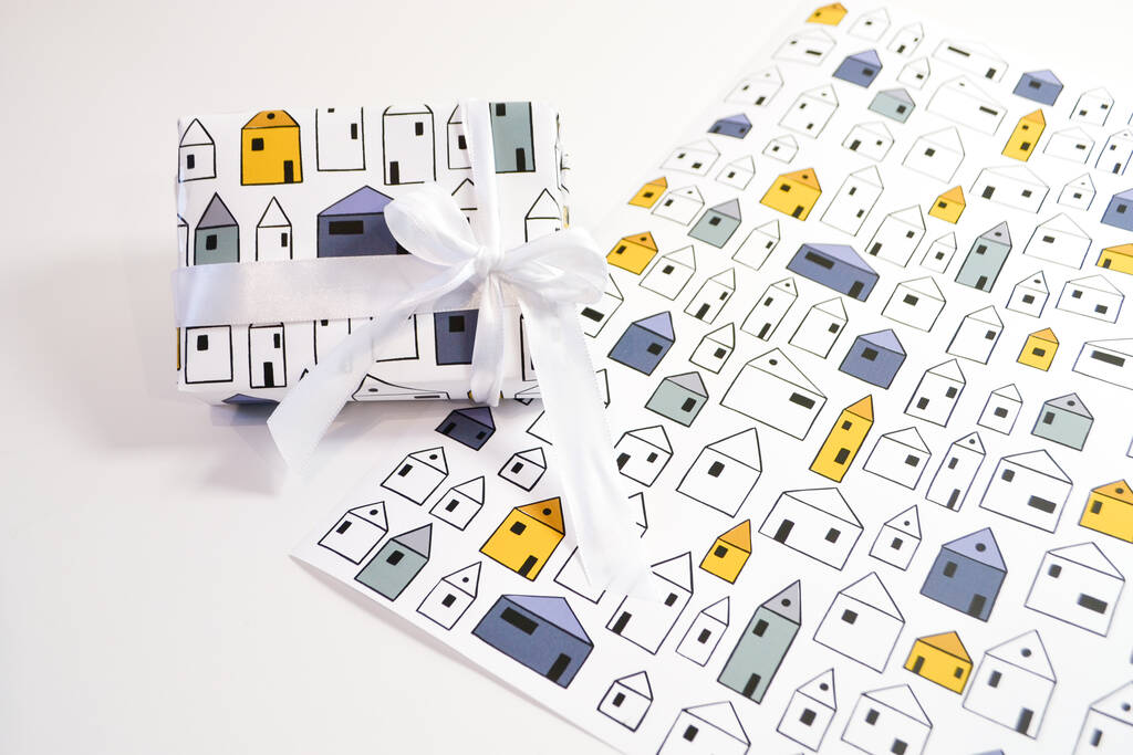 Little Houses Wrapping Paper By Lelloliving