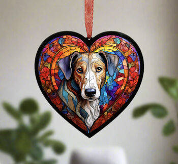 Lurcher Stained Glass Effect Heart Suncatcher, 2 of 5