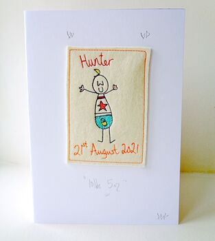 Personalised New Baby Card, Embroidered, 4 of 6