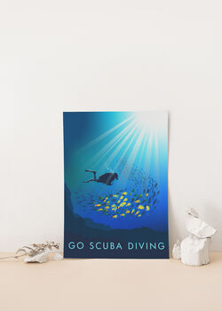 Go Scuba Diving Travel Poster Art Print, 2 of 8