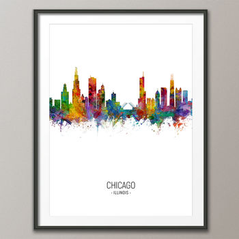 Chicago Skyline Portrait Print And Box Canvas, 3 of 5