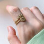 14 K Dainty Gold Double Band Star Ring, thumbnail 4 of 6