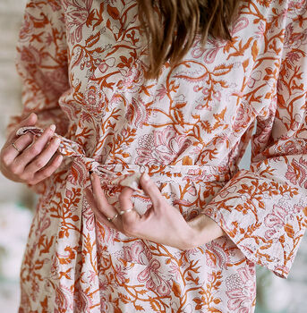 Orange And Pink Handmade Floral Robe, 7 of 10