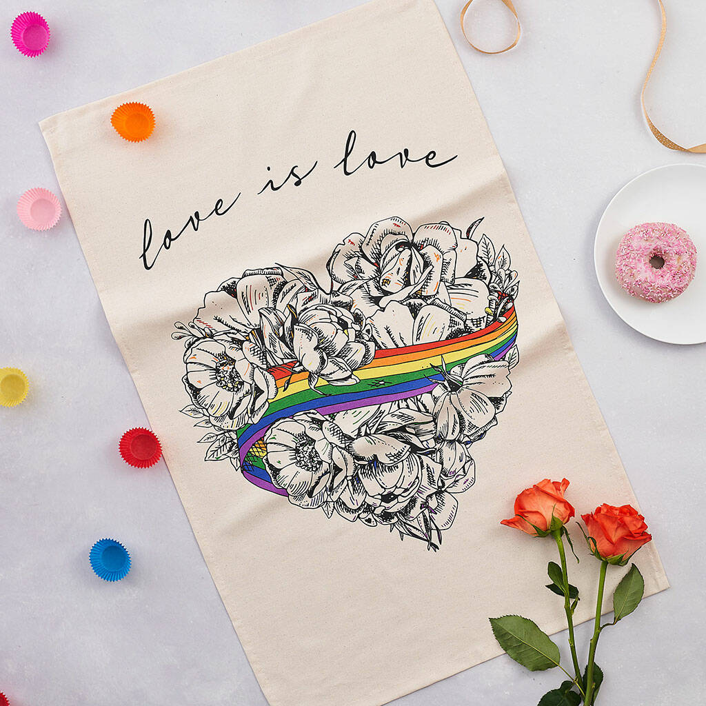 Love Is Love Tea Towel, Gay Pride, Supporting Lgbt, 1 of 4