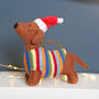 Dachshund In Bright Jumper Christmas Tree Decoration, thumbnail 1 of 3