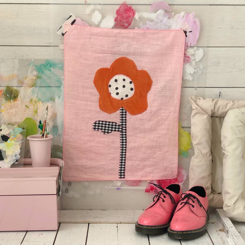 Flower Fabric Wall Hanging Floral Textile Art By Kelly Connor Designs