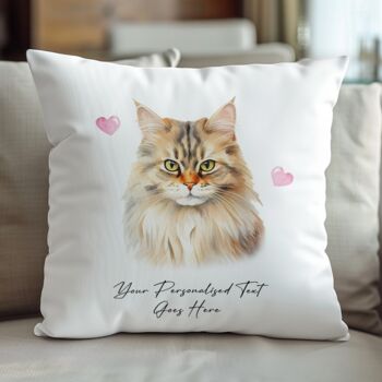 Personalised British Longhair Cat Love Hearts Cushion Cover, 2 of 2