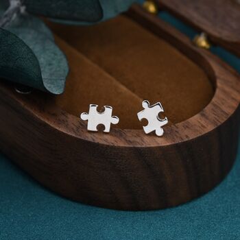 Sterling Silver Small Jigsaw Stud Earrings, 5 of 12