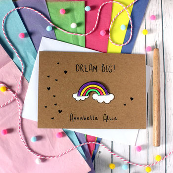 Personalised New Baby Rainbow Card, Dream Big, 5 of 8