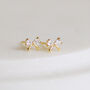 Dainty Gold Plated Bow Stud Earrings, thumbnail 2 of 6